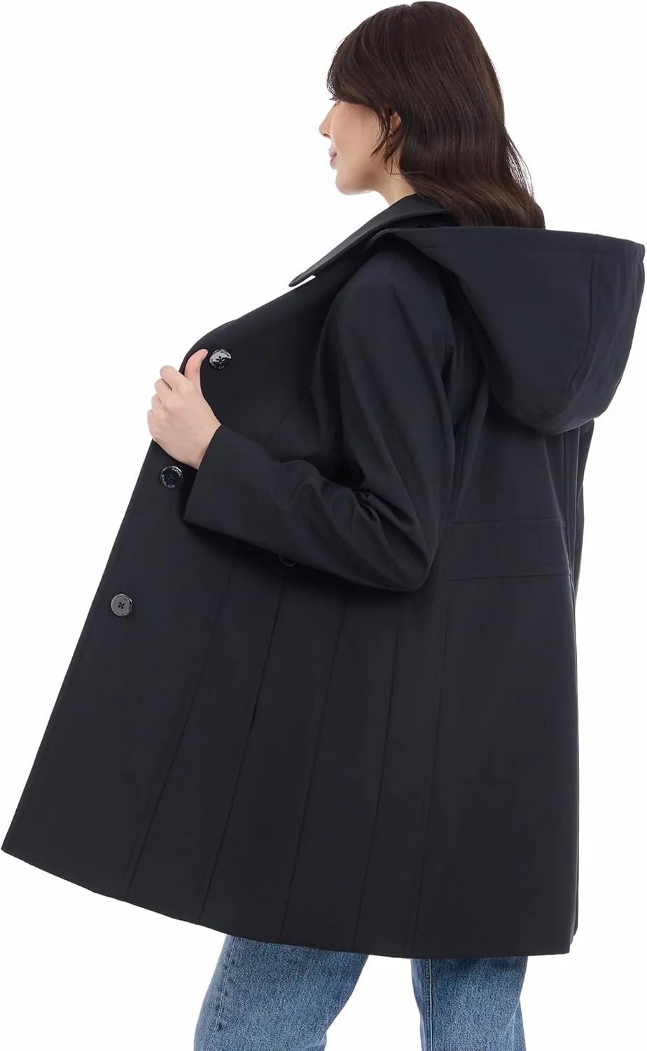 Michael Kors Women's Single Breasted Raincoat with Detachable Hood