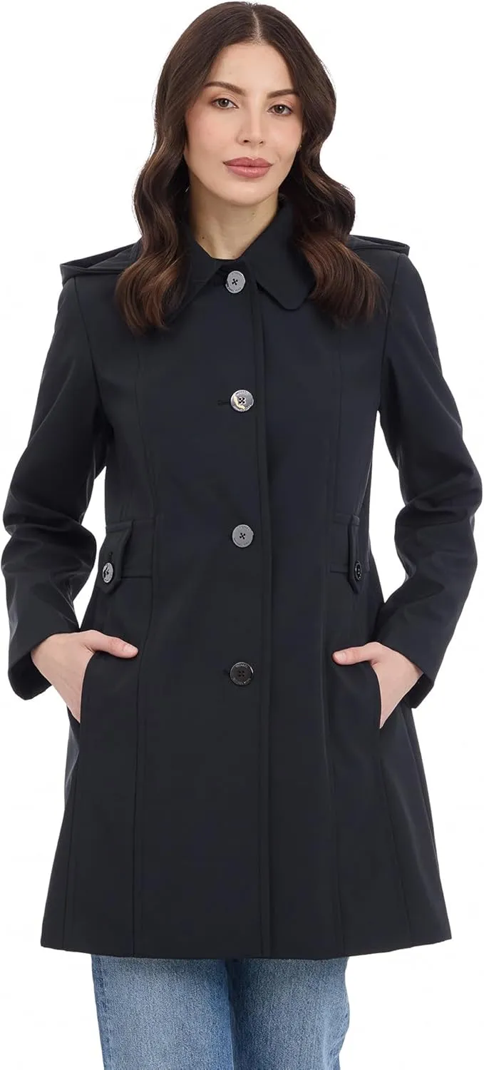 Michael Kors Women's Single Breasted Raincoat with Detachable Hood