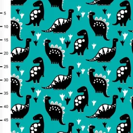 Organic Cotton Jersey - Dinos - Aqua