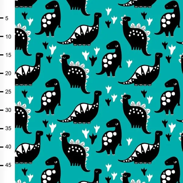 Organic Cotton Jersey - Dinos - Aqua