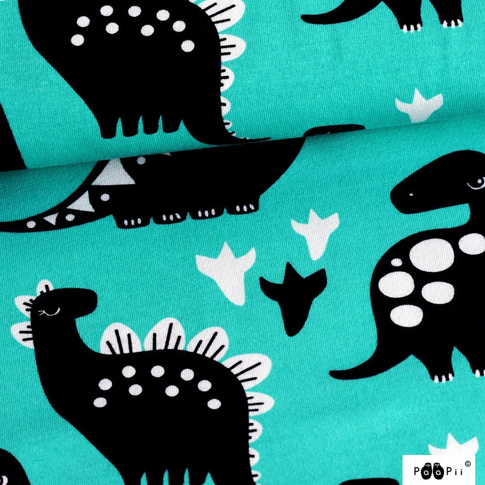 Organic Cotton Jersey - Dinos - Aqua