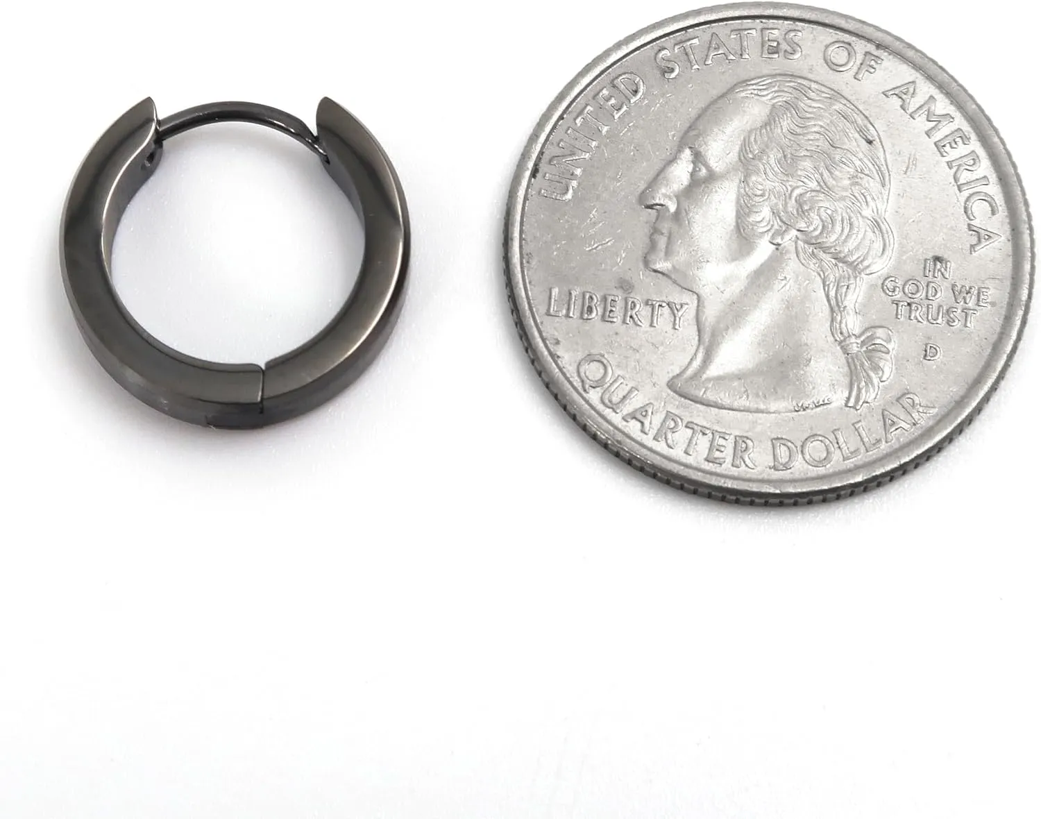 Pair Stainless Steel Bevel Edge Hoop Huggie Men Earrings Black Gold Silver 16mm