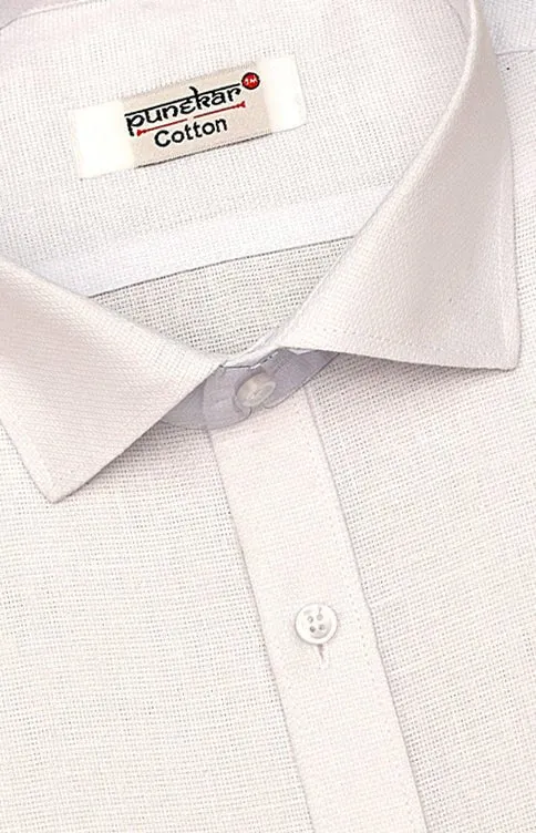 Punekar Cotton White Color Cotton Linen Formal Shirt for Men's.