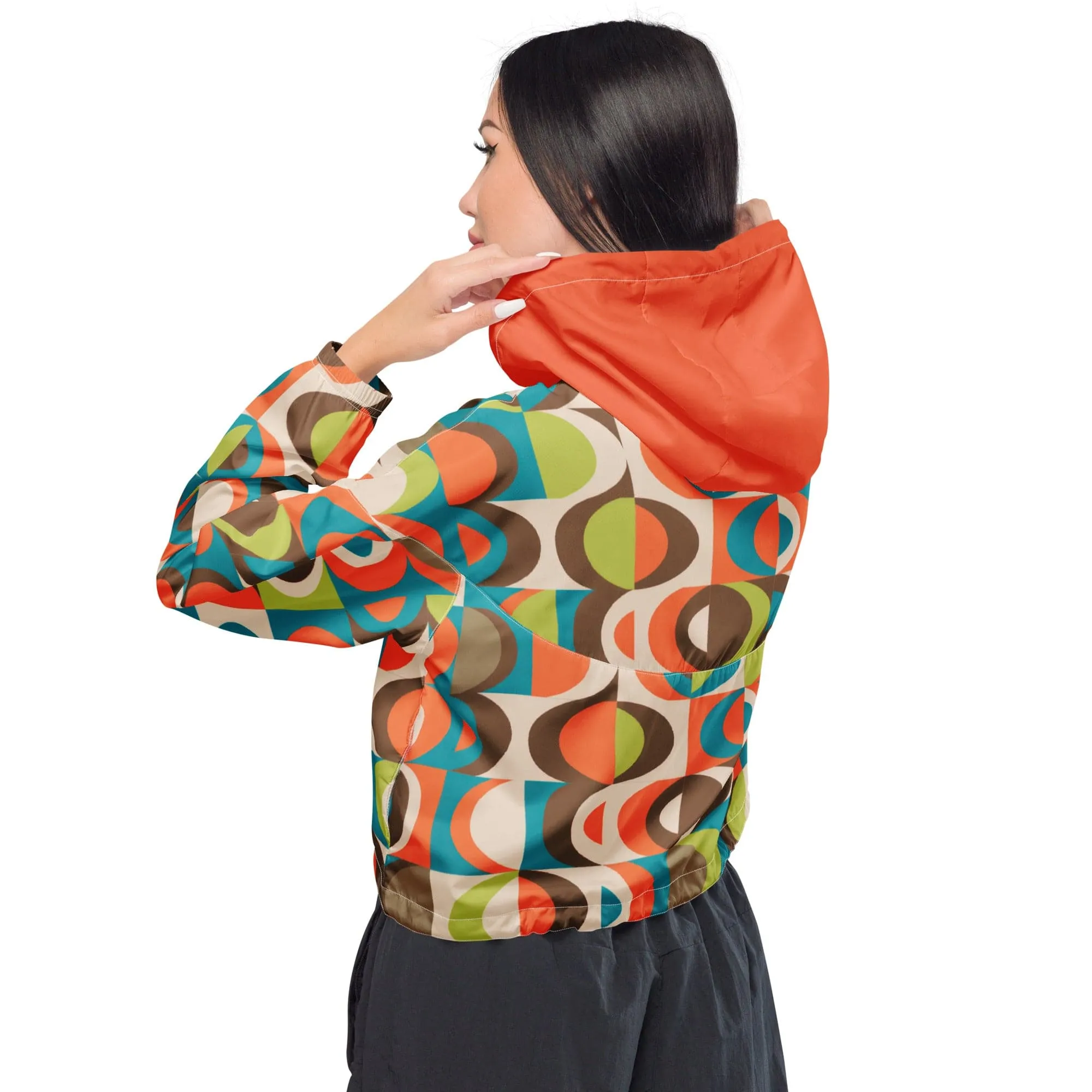 Retro 50s Mid Mod Groovy Women’s Cropped Windbreaker
