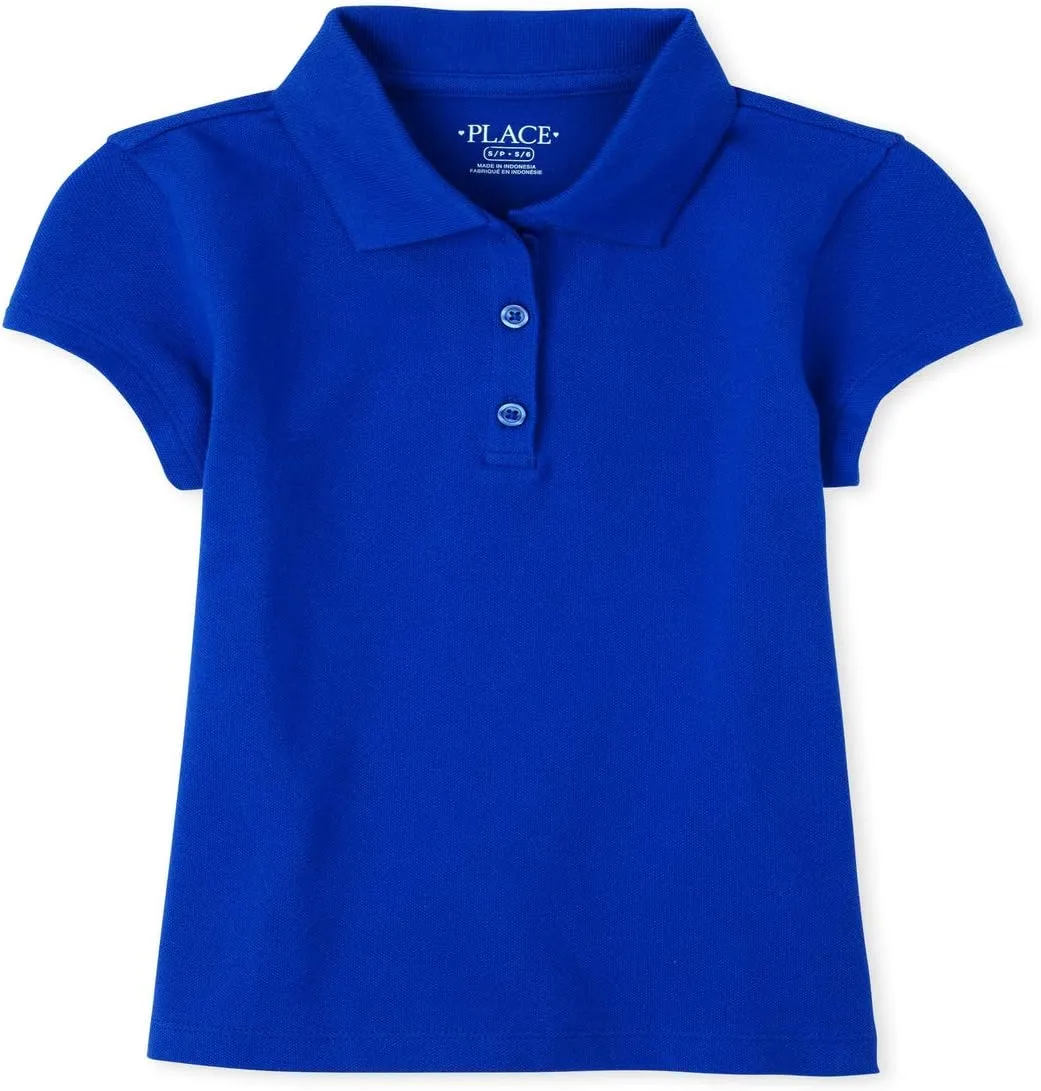 The Children's Place girls Uniform Pique Polo Shirt, Renew Blue, 10 12 US