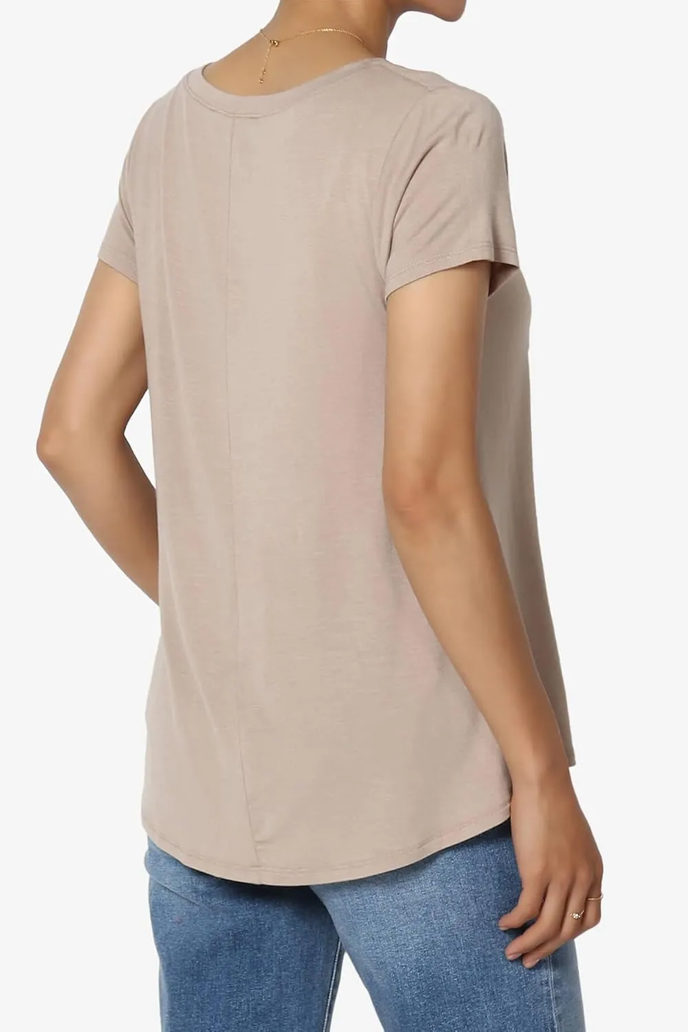 TheMogan Women's Casual V-Neck Short Sleeve T-Shirt Soft Drapey Jersey Relaxed Top Perfect Tee