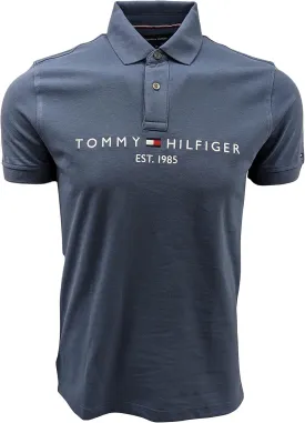 Tommy Hilfiger Mens Embroidered Graphic Logo Mesh Polo Shirt (XX-Large, Slate Blue)