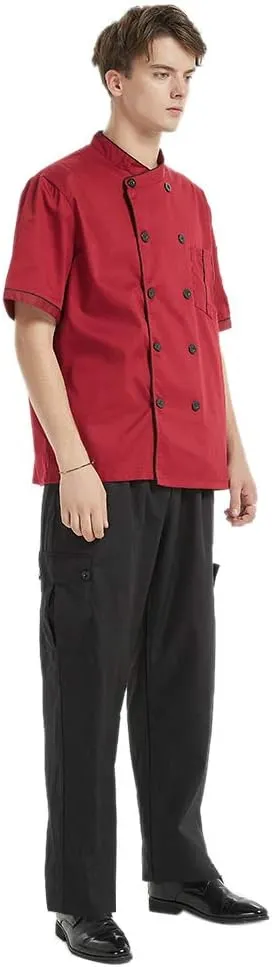 TopTie Men's Black Baggy Chef Pant with Elastic Waist