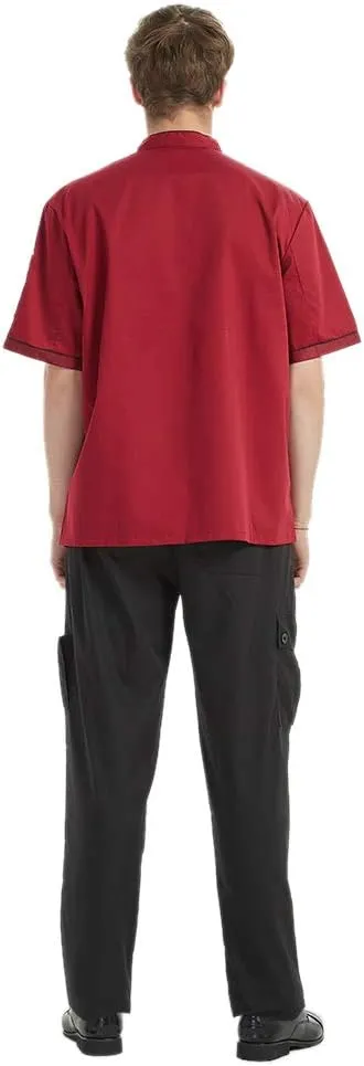 TopTie Men's Black Baggy Chef Pant with Elastic Waist
