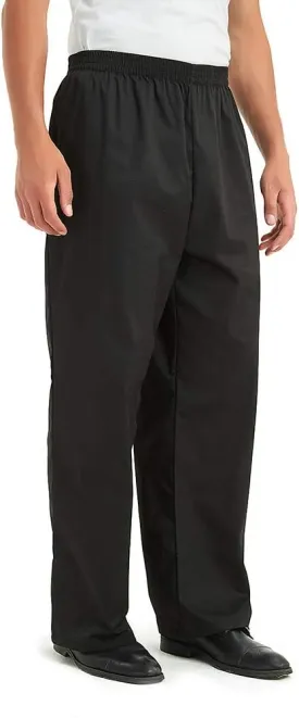 TopTie Men's Black Baggy Chef Pant with Elastic Waist