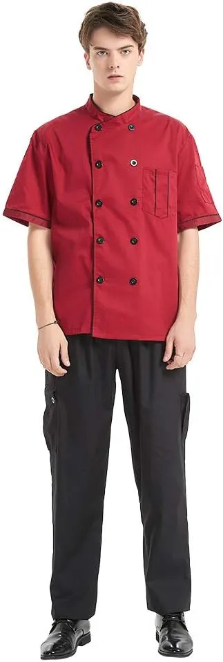 TopTie Men's Black Baggy Chef Pant with Elastic Waist