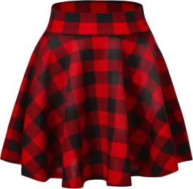 Urban CoCo Women's Basic Versatile Stretchy Flared Casual Mini Skater Skirt