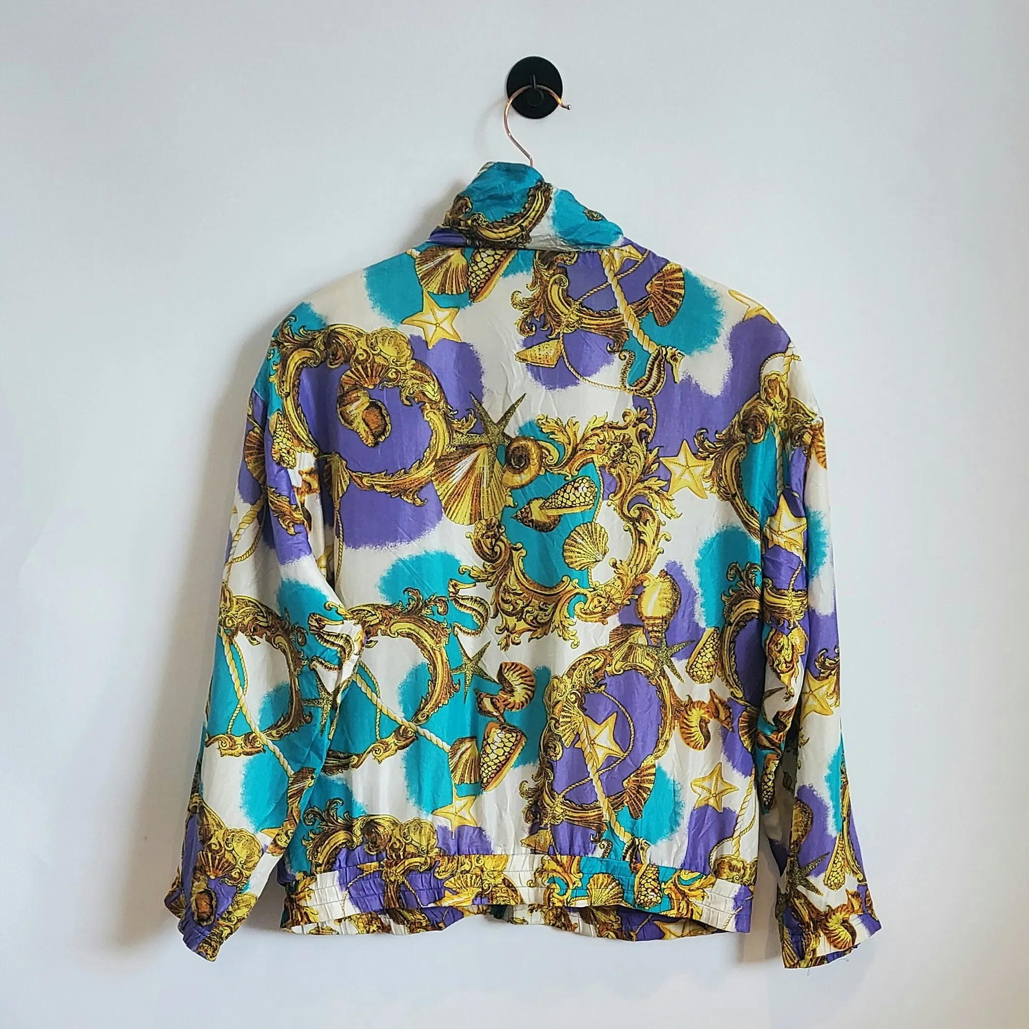 Vintage 80s Funky Seashell Print Windbreaker | Size 12