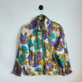 Vintage 80s Funky Seashell Print Windbreaker | Size 12
