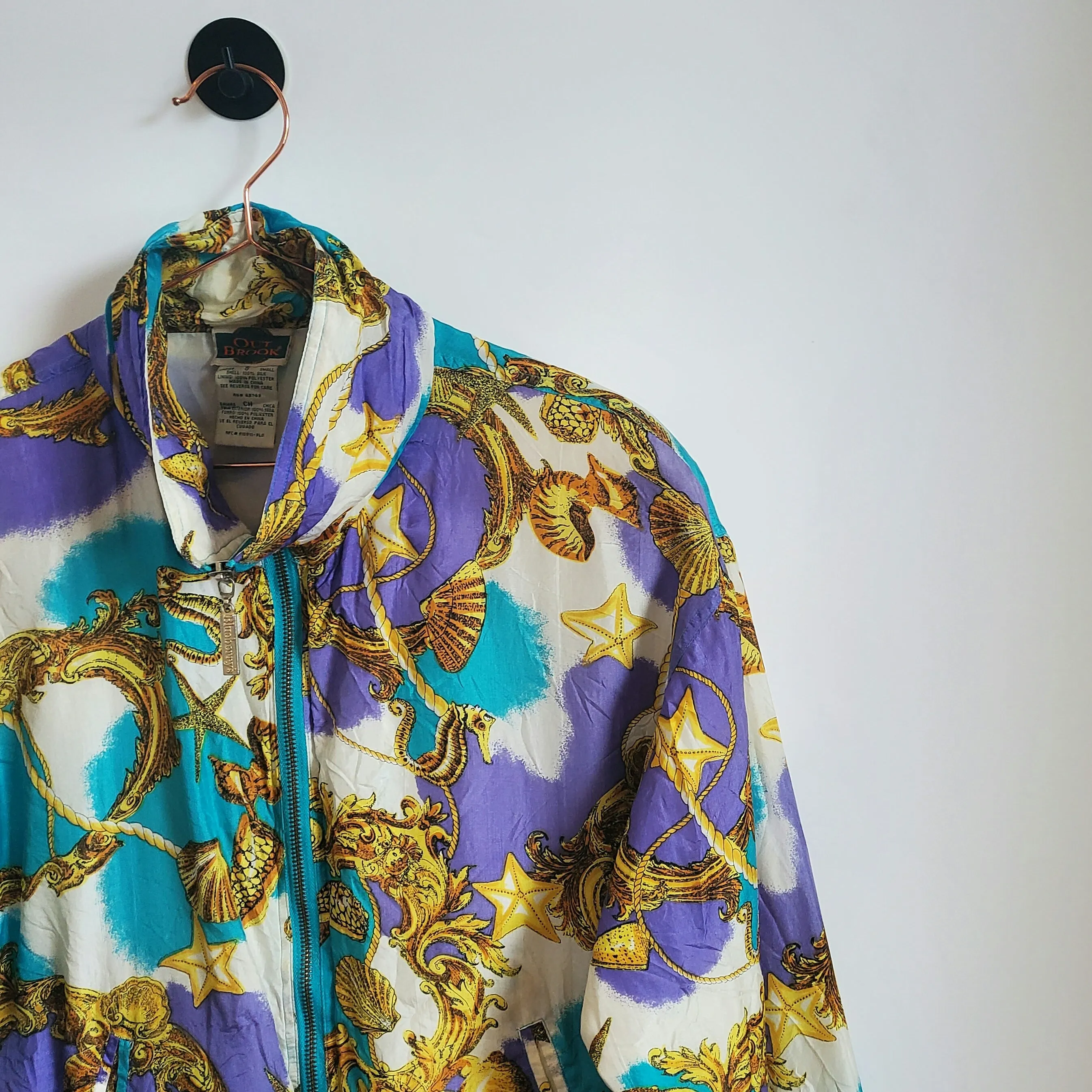 Vintage 80s Funky Seashell Print Windbreaker | Size 12