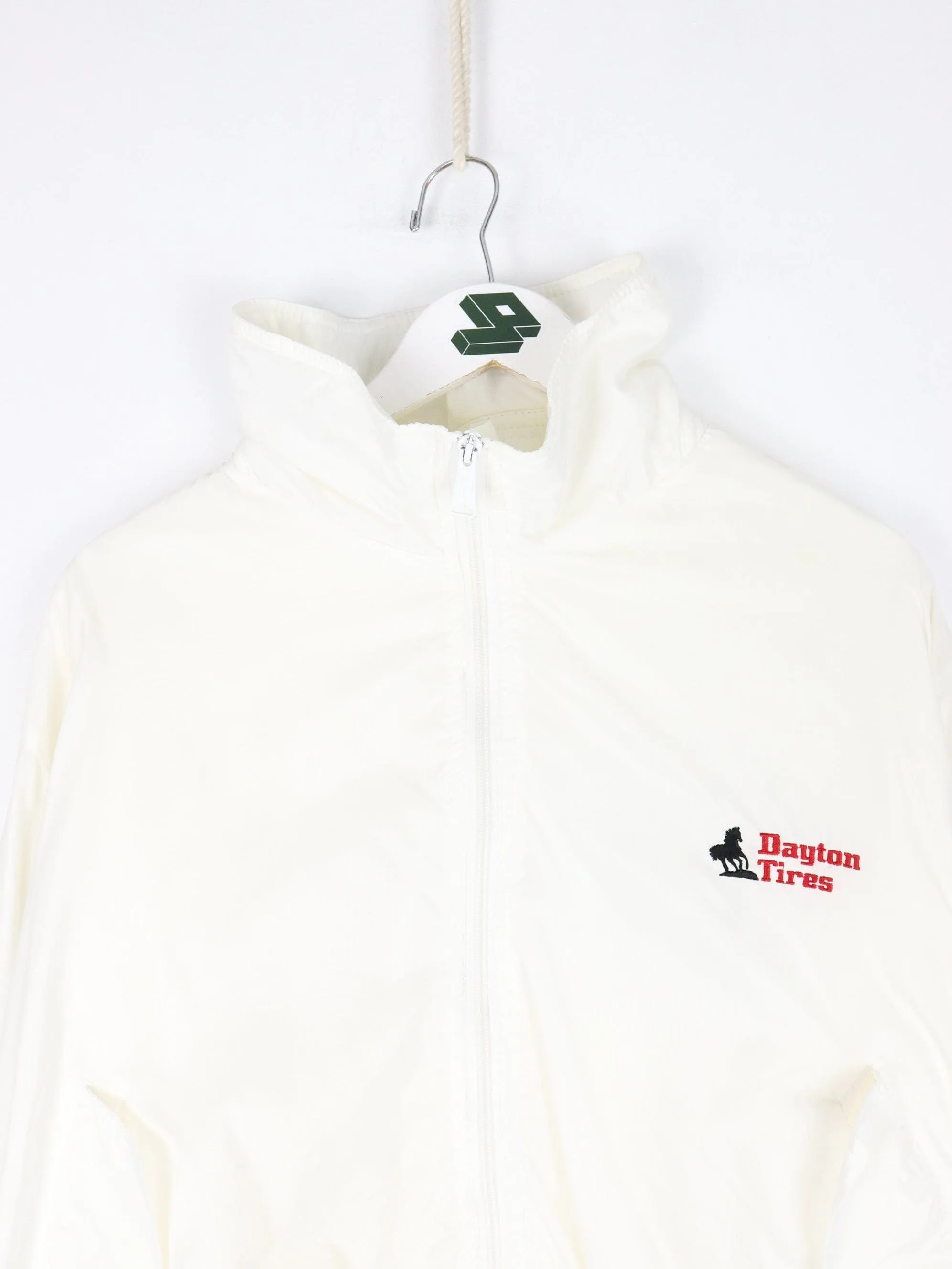 Vintage Dayton Tires Jacket Mens Large White 90s Racing Windbreaker