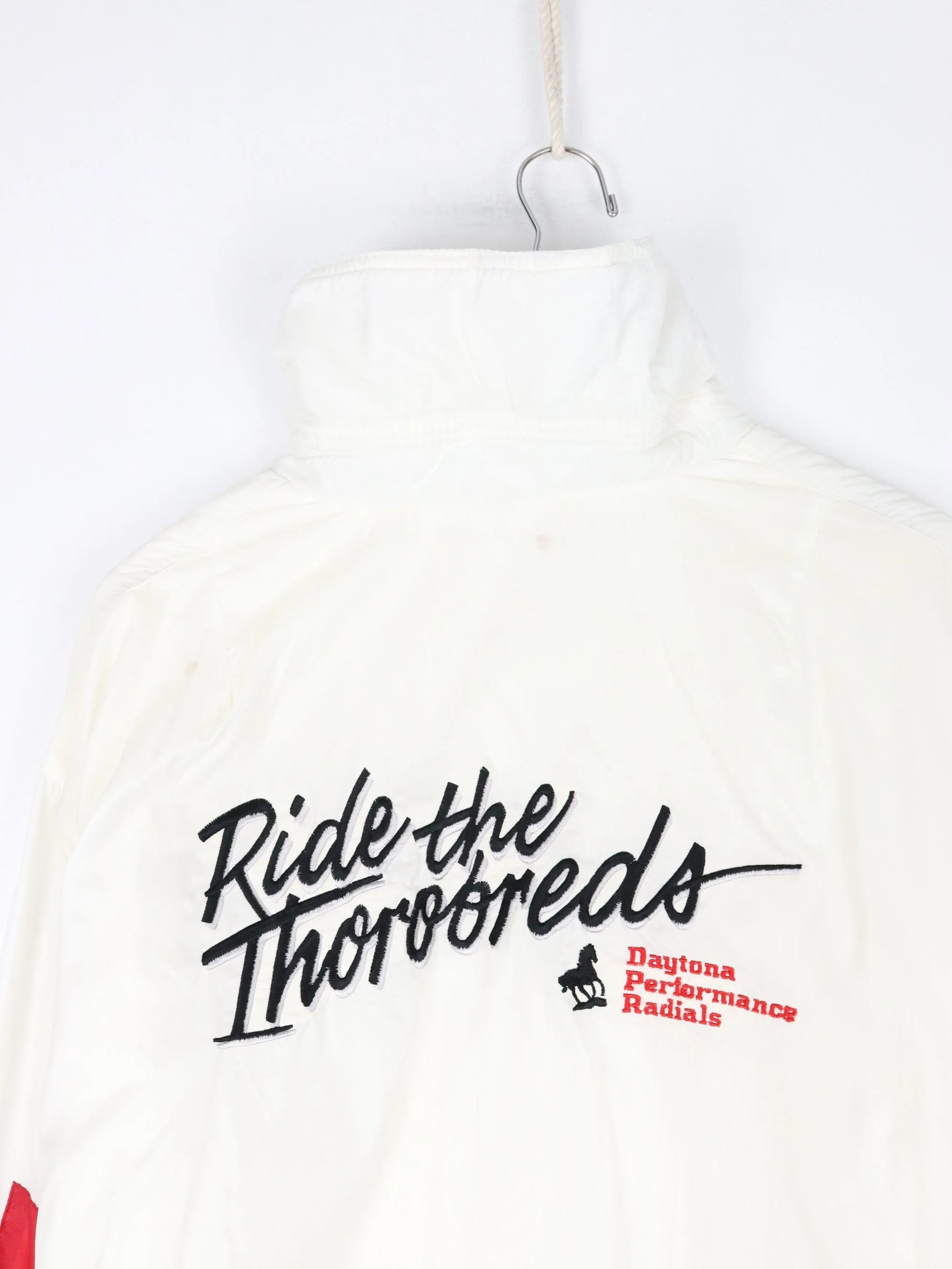 Vintage Dayton Tires Jacket Mens Large White 90s Racing Windbreaker