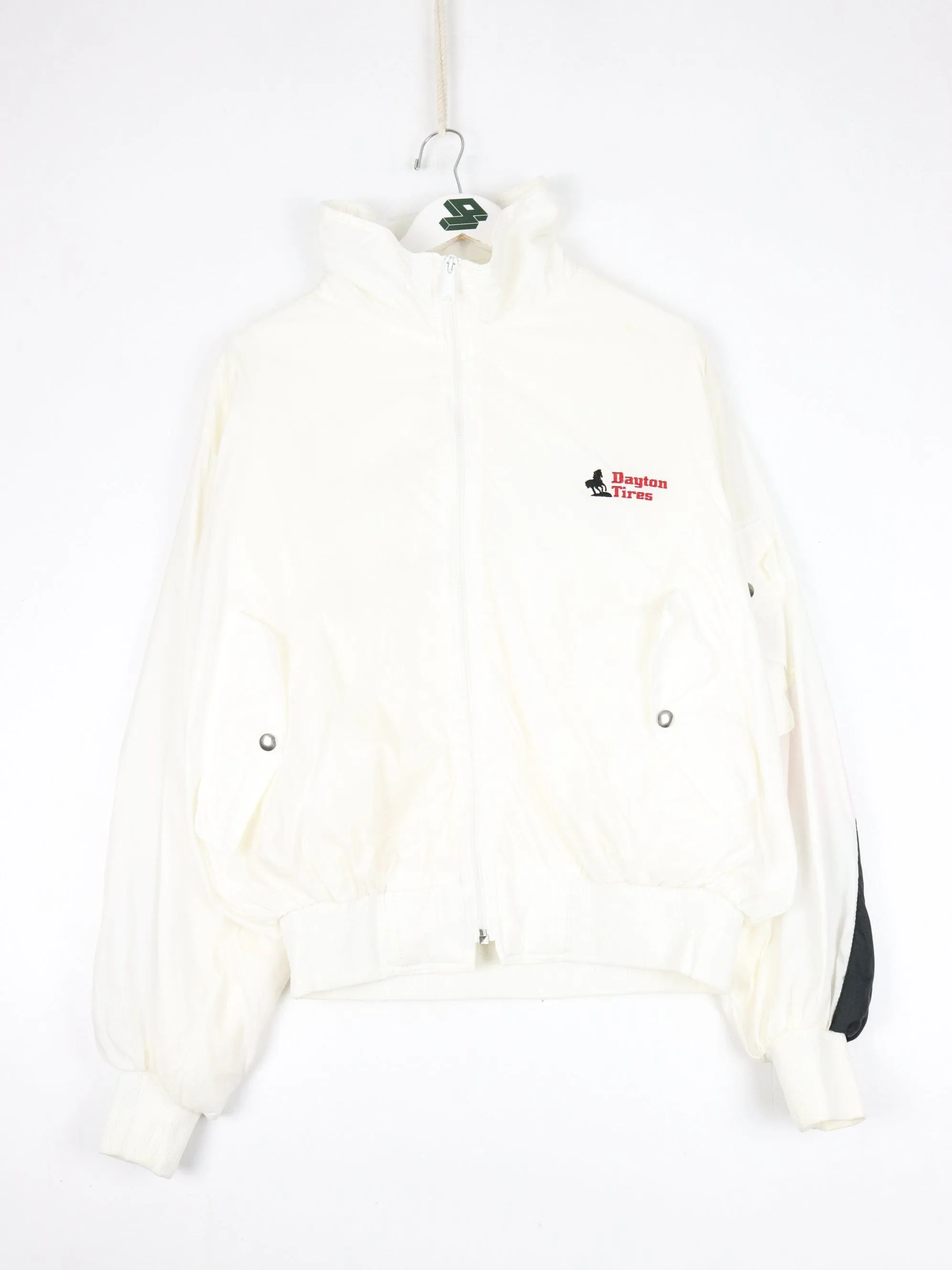 Vintage Dayton Tires Jacket Mens Large White 90s Racing Windbreaker