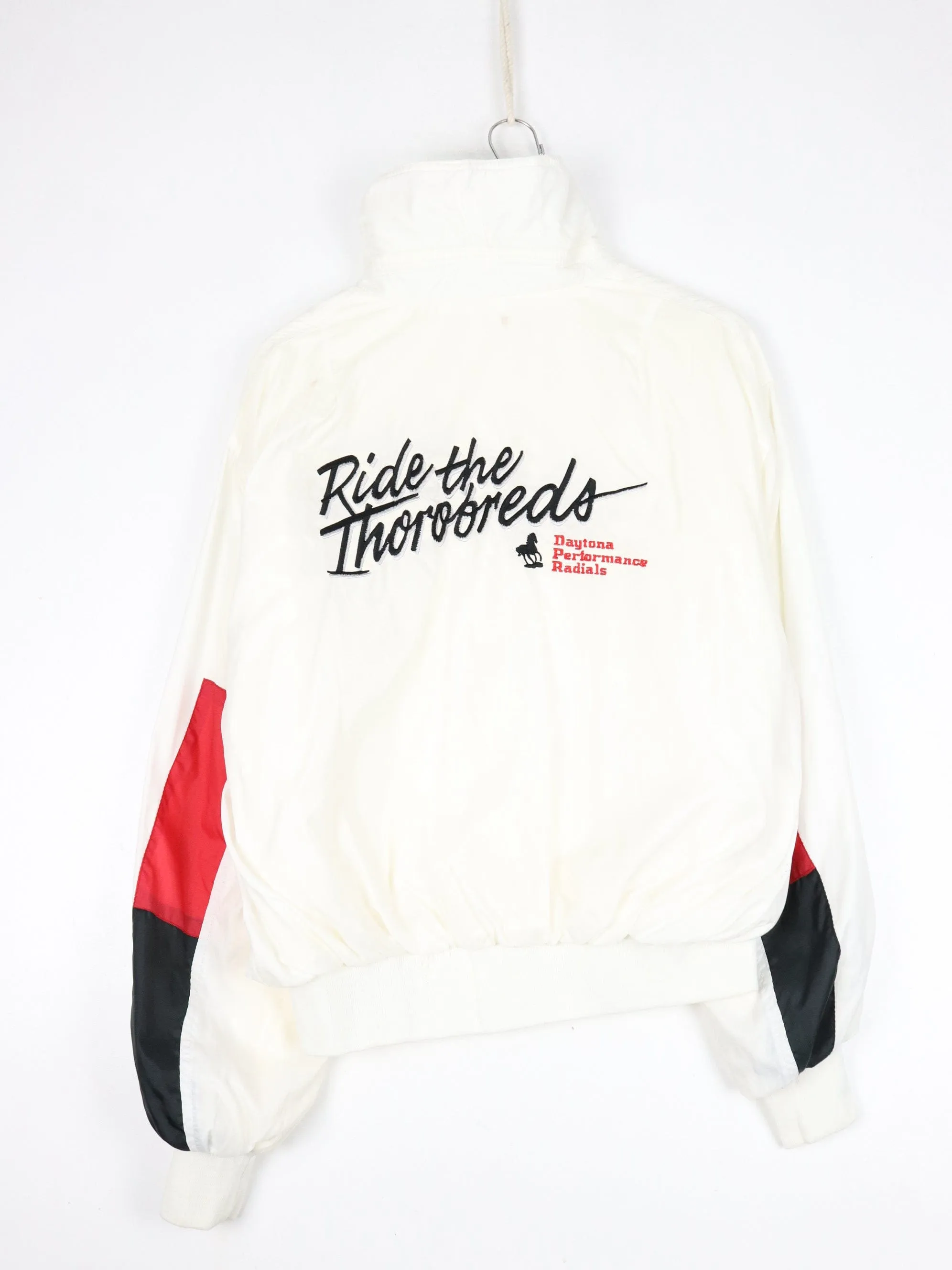 Vintage Dayton Tires Jacket Mens Large White 90s Racing Windbreaker