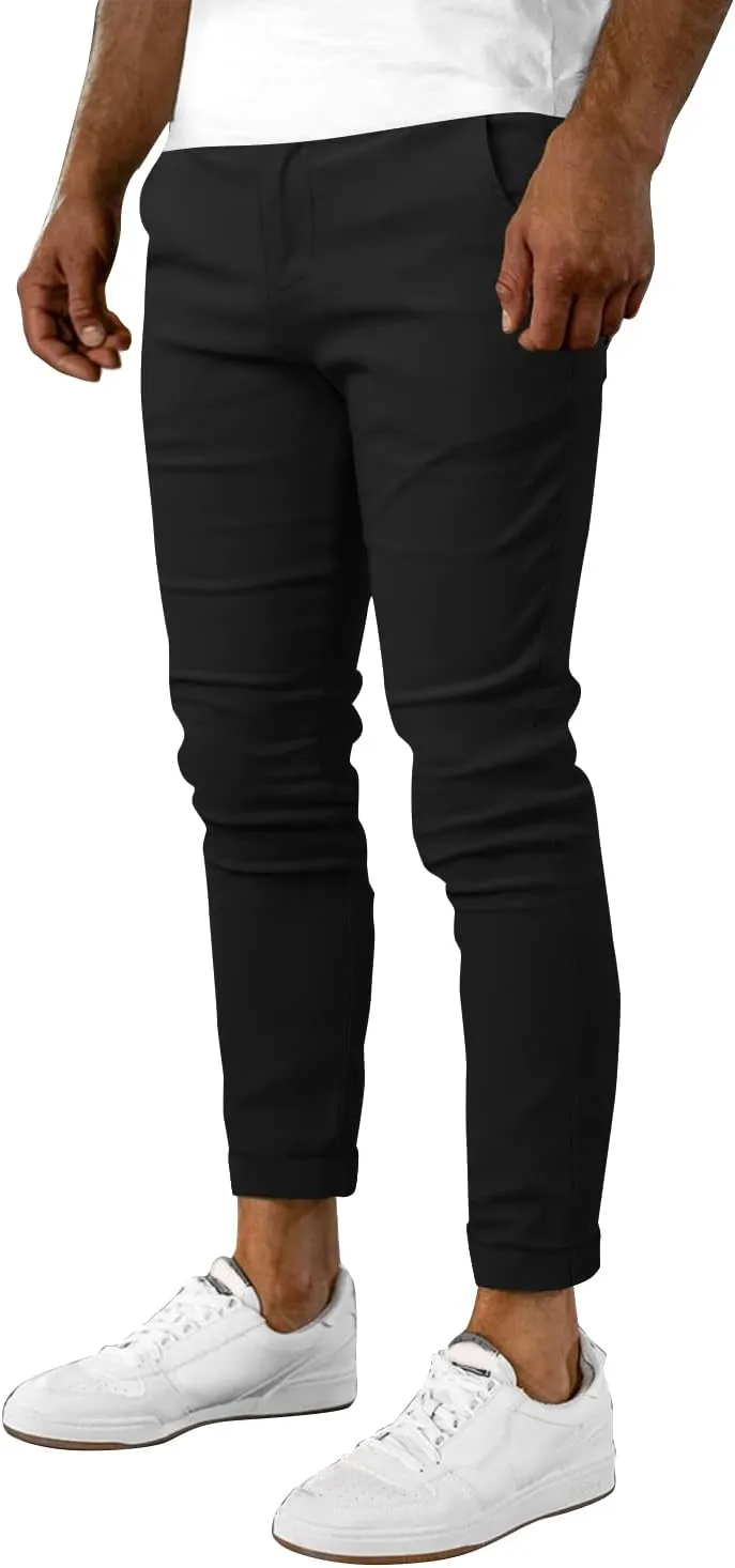 Woenzaia Men's Casual Slim Fit Pants Skinny Stretch Dress Slacks