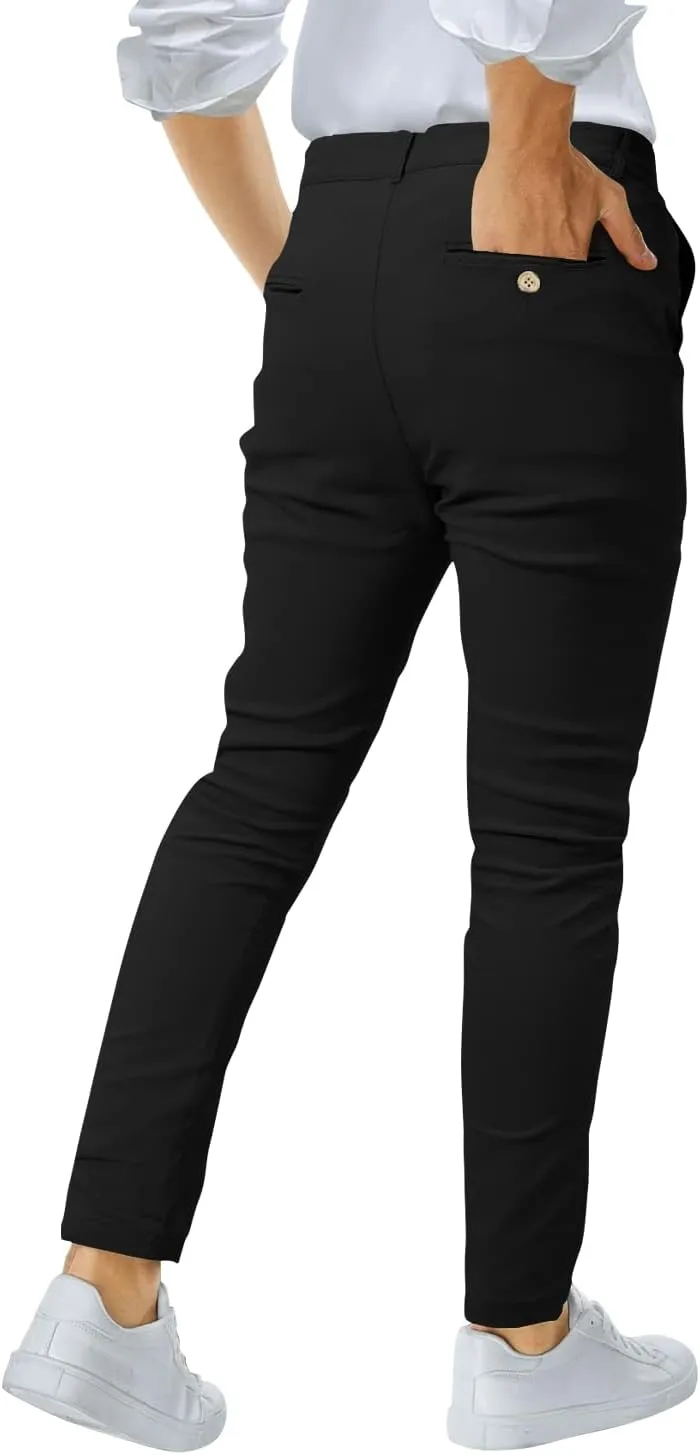 Woenzaia Men's Casual Slim Fit Pants Skinny Stretch Dress Slacks