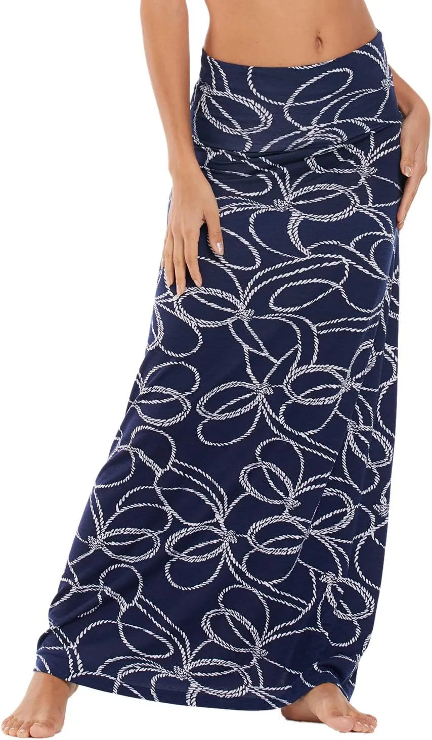 Women's Boho Flod Over Long Maxi Skirt Elastic High Waisted Long Skirts for Women