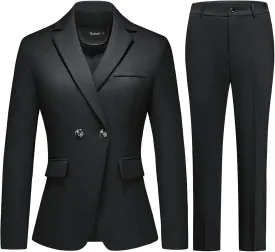 Women's Plaid Suit 2 Piece Set Work Dresses Blazer Pants Suiting for Women Office Outfits