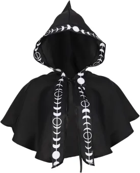 XIAXOGOOL Halloween Grim Cowl Cloak Cosplay Costumes Hooded Poncho for Men Women Mini Cape with Hood Medieval Short Cloaks