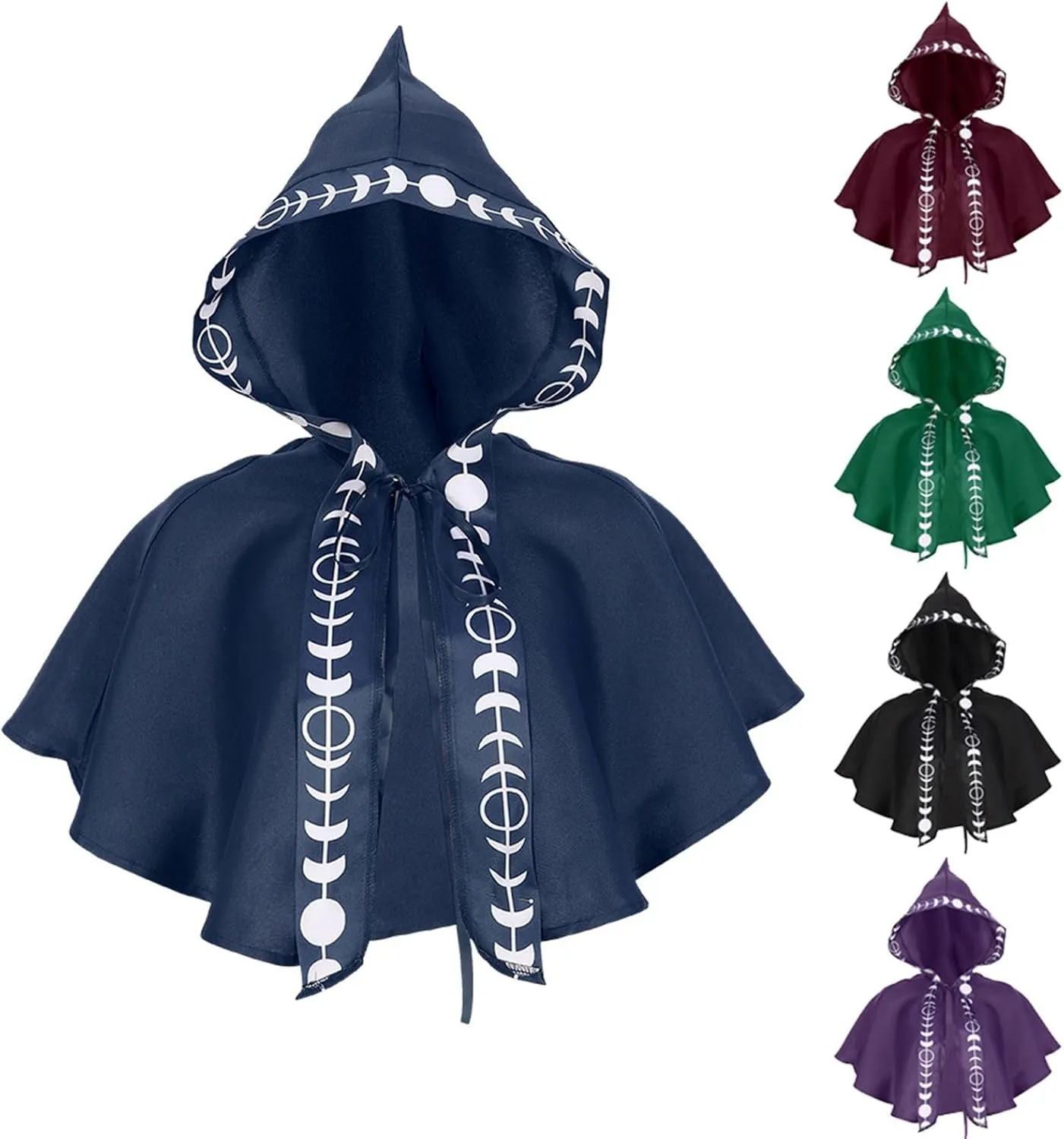 XIAXOGOOL Halloween Grim Cowl Cloak Cosplay Costumes Hooded Poncho for Men Women Mini Cape with Hood Medieval Short Cloaks